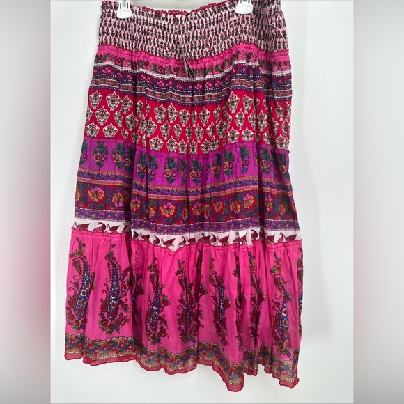 Chaudry Colorful Boho Pull-on Maxi Skirt Large Festival Ruched Waist - Picture 1 of 4